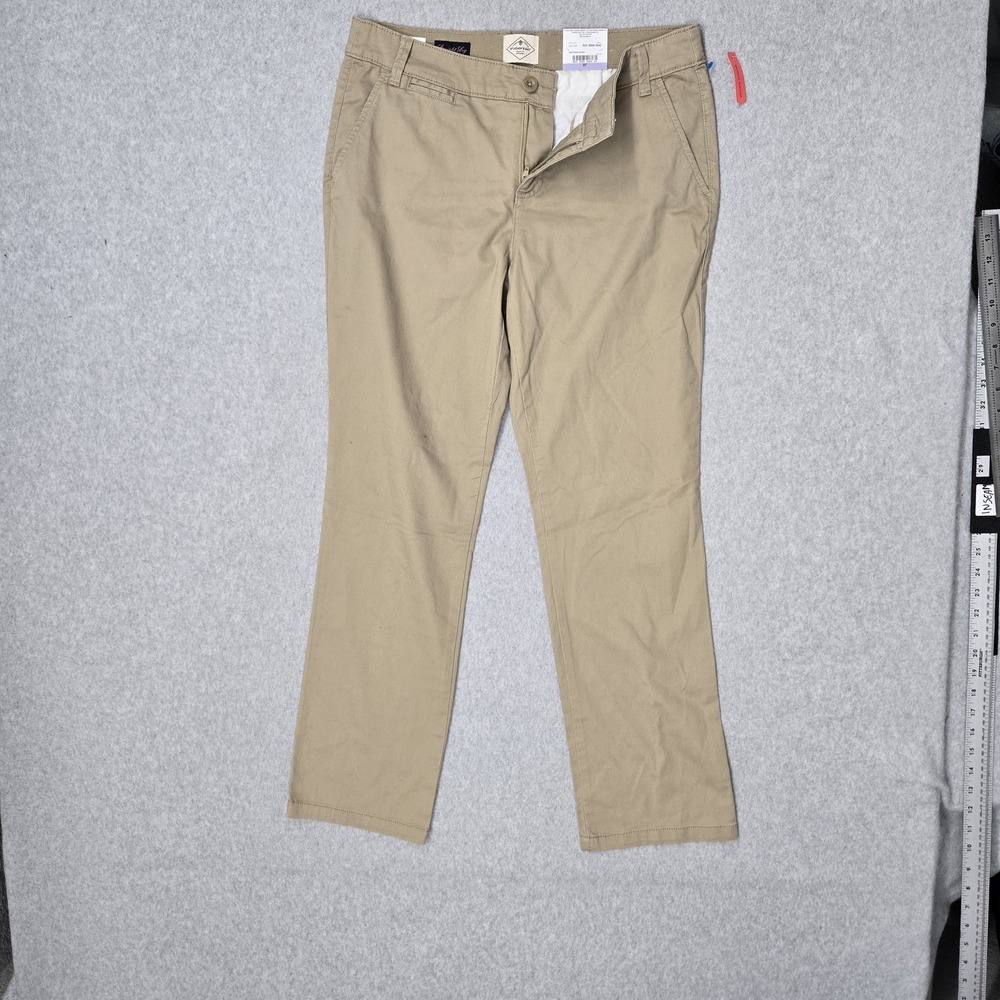 St. John's Bay Women Pants 8P Khaki Chino Twill Straight Secretly Slender NWT